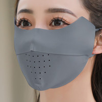 浪莎防晒口罩女夏冰丝无痕面罩透气薄款防紫外线全脸遮阳时尚显瘦户外 深灰色