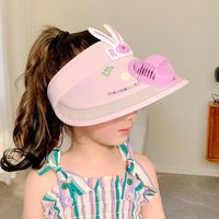 88VIP：优可秀 儿童帽子夏季防晒帽女童电风扇空顶男孩可爱兔耳太阳遮阳帽