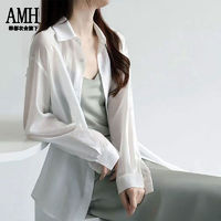 AMH 韩都衣舍旗下AMH空调衫新款防晒衬衫薄款女夏季外搭罩衫雪纺上衣