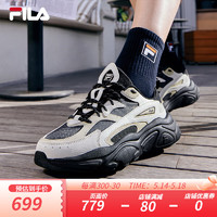 FILA 斐乐女鞋MARS 1S复古运动鞋2024夏火星鞋休闲跑步鞋 黑/雪白-BS 36.5
