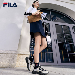 FILA 斐乐女鞋MARS 1S复古运动鞋2024夏火星鞋休闲跑步鞋 黑/雪白-BS 36.5