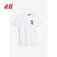 H&M HM男装T恤2024夏季新品青春流行圆领纯棉卡通印花短袖上衣0973277