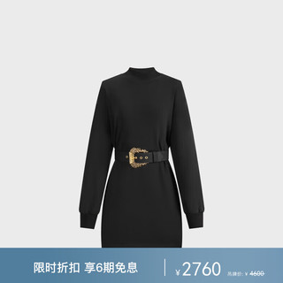 VERSACE 范思哲 Jeans Couture女士纯色连衣裙配腰带 黑色 36