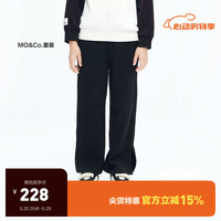 little MO&Co.little moco童装男女童直筒开衩长裤休闲卫裤KBC3PATT04 黑色 130/56