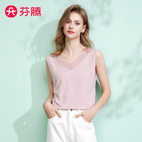 芬腾睡衣女2024夏季V领背心性感蕾丝优雅打底家居服Q9FC25790004 浅紫 L