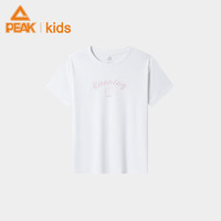 匹克童装女童速干短袖T恤2024夏季儿童夏装中大童运动上衣短T 大白 130