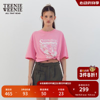 Teenie Weenie小熊女装2024夏季多巴胺宽松短袖T恤休闲度假风 粉色 155/XS