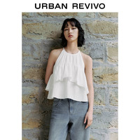 URBAN REVIVO 女士叠层荷叶边系带罩衫衬衫 UWL240035 本白 M