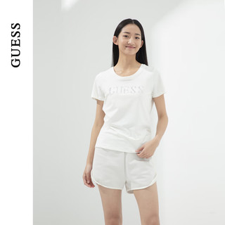 GUESS24年夏季女士镶钻简约纯色经典logo短袖T恤-YO2K2431 GRY-灰色 S