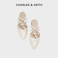 CHARLES & KEITH CHARLES&KEITH女士交叉帶飾尖頭低跟涼鞋CK1-70920093