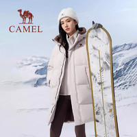 CAMEL 骆驼 女装中长款连帽羽绒服2023冬季新款保暖鸭绒高领加厚羽绒外套