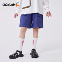 QQ duck 可可鸭 童装儿童裤子男童短裤女童针织宽松裤大童衣服百搭短裤深紫；120
