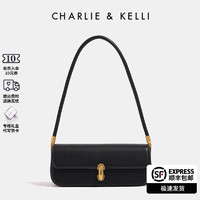CHARLIE&KELLI CK品牌包包女包2024新款轻奢法棍包时尚休闲腋下包520情人节礼物 静谧黑
