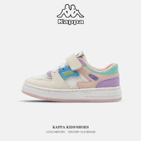 Kappa 卡帕 KIDS卡帕童鞋儿童板鞋新款春秋季男女童运动鞋子透气小白鞋 米白/粉 32码鞋内长约20.5cm