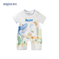 aqpa 婴儿纯棉连体衣婴幼儿爬服夏季新生宝宝衣服薄哈衣 肯迪鲨 90cm