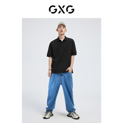 GXG 奥莱 22年男装 黑色字母印花短袖polo衫夏季新品#10D1240648B