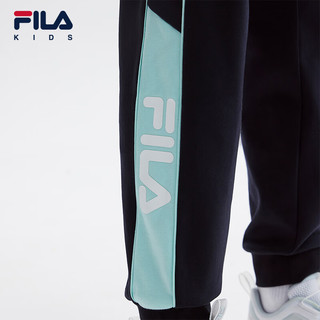 FILA【舒爽棉】斐乐儿童童装2024夏季中大童女童纯棉针织长裤 传奇蓝-NV 130