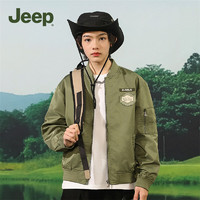 Jeep童装儿童夹克外套2024春季防风防寒保暖男童飞行员工装风潮流上衣 传奇绿 170cm