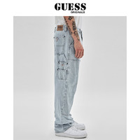 GUESS 蓋爾斯 Originals 新款情侶款工裝風多口袋牛仔褲-M3GG80D4ZW0