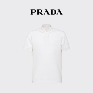 PRADA/普拉达男士三角徽标装饰短袖Polo衫 白色- XXL