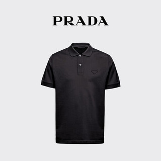 PRADA/普拉达男士三角徽标装饰短袖Polo衫 黑色- S