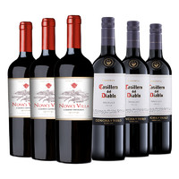 88VIP：红魔鬼 诺娃山庄赤霞珠+干露红魔鬼梅洛组合智利进口红酒葡萄酒750ml*6瓶