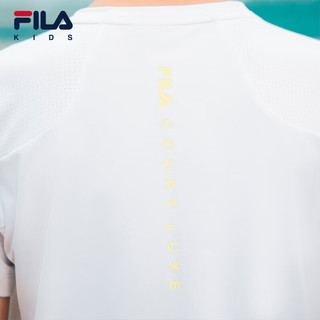 FILA斐乐童装儿童透气上衣2024夏季中大童男女童短袖运动T恤 标准白-QWT 130cm