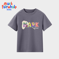 马克华菲2024男女童纯棉短袖儿童宽松半袖洋气宝宝上衣t恤JZ6 灰色【马克字母】 140cm