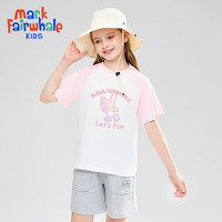 马克华菲2024男女童纯棉短袖儿童宽松半袖洋气宝宝上衣t恤JZ6 拼色粉【渐变兔子】 140cm