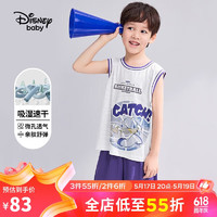 Disney 迪士尼 童装儿童男童网眼速干背心套装运动中裤两件套24夏DB321XE02白110