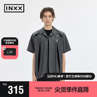 英克斯（inxx）APYD 美式复古拼接衬衣男解构分割假两件短袖衬衫无性别