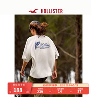 HOLLISTER24夏美式印花宽松短袖T恤男女装KI322-4087 浅麻灰色 L (180/108A)