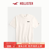 HOLLISTER24夏季美式宽松短款短袖图案T恤男女KI323-4026 乳白色 L(180/108A)