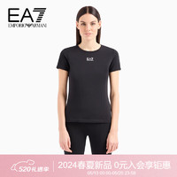 EMPORIO ARMANI 24早春EA7女装徽标弹力修身运动T恤 1200黑色