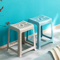 CHAHUA 茶花 凳子塑料加厚成人椅凳家用餐桌凳时尚防滑方凳条纹彩色高板凳0838 咖色 一个装