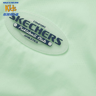 Skechers斯凯奇儿童凉感外套夏季透气男女童连帽宽松运动外套P224K027 海湾绿/02YC 165cm
