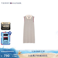 TOMMY HILFIGER24春夏童装女珠地网眼条纹无袖POLO连衣裙TH2422804 黑白条纹214 S/140cm