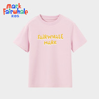 马克华菲2024男女童纯棉短袖儿童宽松半袖洋气宝宝上衣t恤JZ6 粉色【攀爬猴字母】 140cm