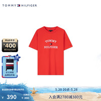 TOMMY HILFIGER24春夏童装男纯棉休闲简约刺绣圆领短袖T恤TH2422594 红色106 5/110cm