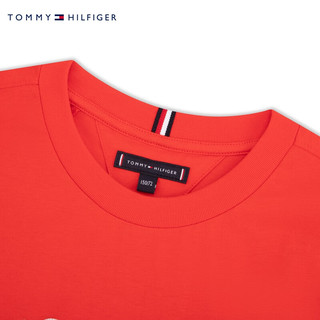 TOMMY HILFIGER24春夏童装男纯棉休闲简约刺绣圆领短袖T恤TH2422594 红色106 6/120cm