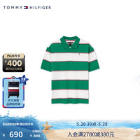 TOMMY HILFIGER24春夏童装男休闲通勤拼色条纹短袖POLO衫TH2422599 绿白条纹323 6/120cm
