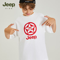 Jeep吉普儿童速干衣短袖T恤2024夏季夏款男童装女中大童休闲上衣 1307白色 150cm 【身高145-155】