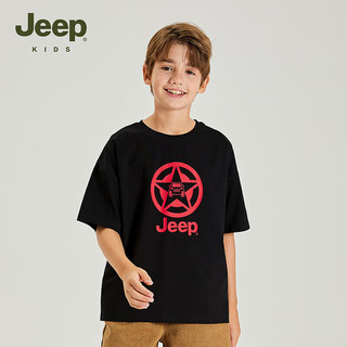 Jeep吉普儿童速干衣短袖T恤2024夏季夏款男童装女中大童休闲上衣 1307黑色 175cm 【身高170-180】
