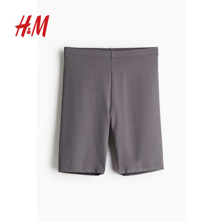 H&M女装裤子2024夏季细纤维骑行短裤1229592 深灰色 L