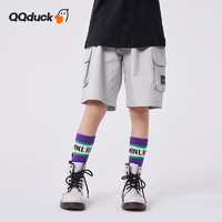QQ duck 可可鸭 童装儿童裤子男工装裤学生运动短裤夏季衣服帅气标仔灰色；150