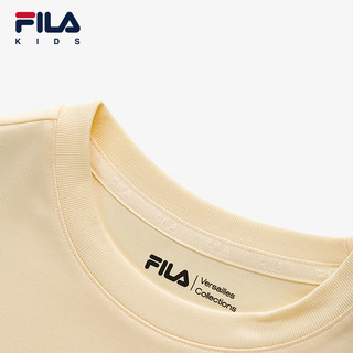 FILA【液氨整理】斐乐儿童上衣2024夏季中大童透气T恤男童短袖潮 杏鹅黄-YE 130cm