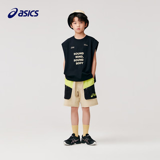 asics/亚瑟士童装2024男童夏季廓形梭织中裤吸湿速干运动舒适短裤 8858卡其 170cm