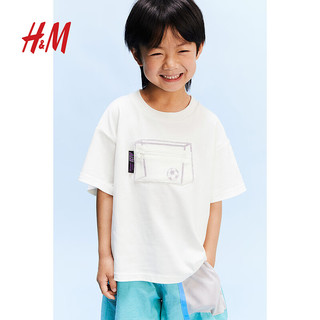 H&M2024夏季童装男童带口袋T恤1234645 绿松石色/足球 140/68