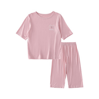 棉花堂棉花堂儿童夏季薄款短袖长裤空调服套装宝宝女童小男孩家穿外穿s 粉色 100/56