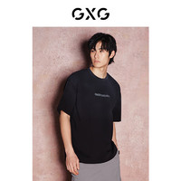 GXG男装 多色渐变水洗复古宽松圆领短袖T恤男士上衣 24年夏新品 黑色 180/XL